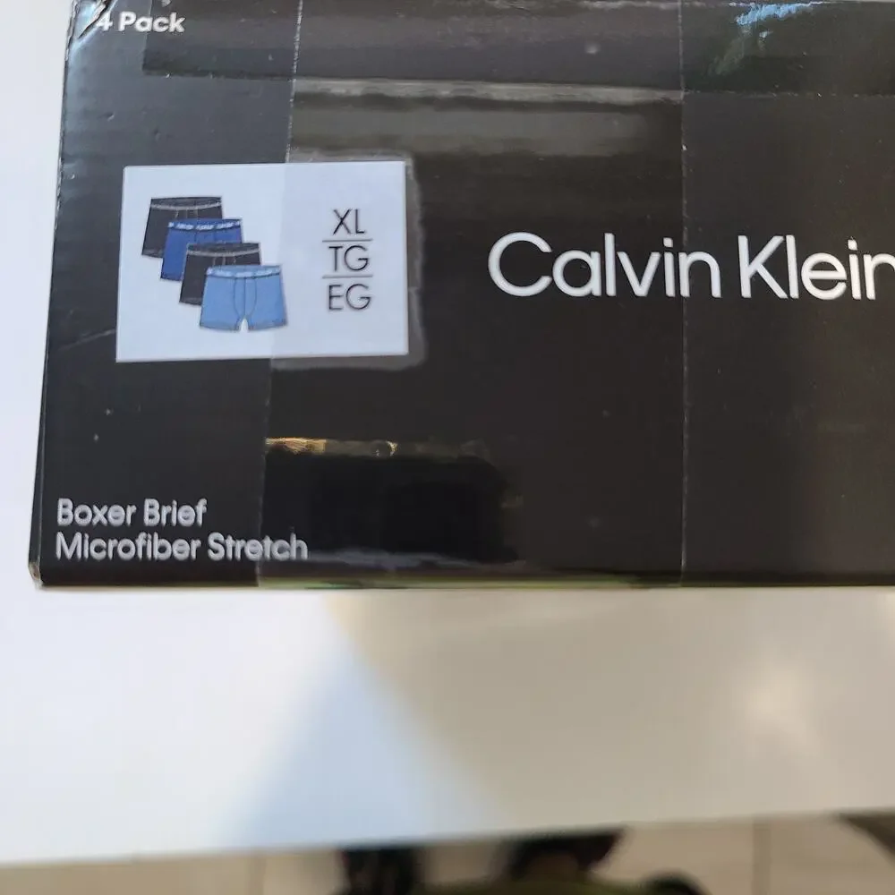 NWT Calvin Klein Men's Boxer Brief Microfiber Stretch Size XL 4 Pack Blue/Black
